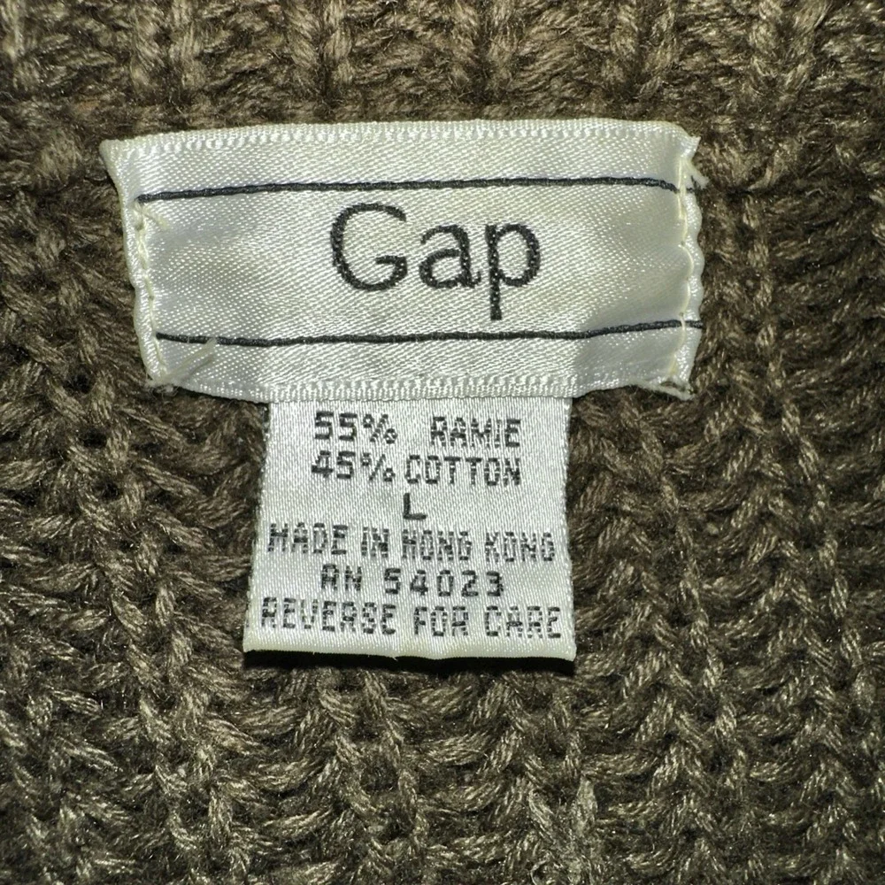 Vintage GAP Men's Hunter Green Sweater - Chunky Knit Crew Neck 90s Sweater Large